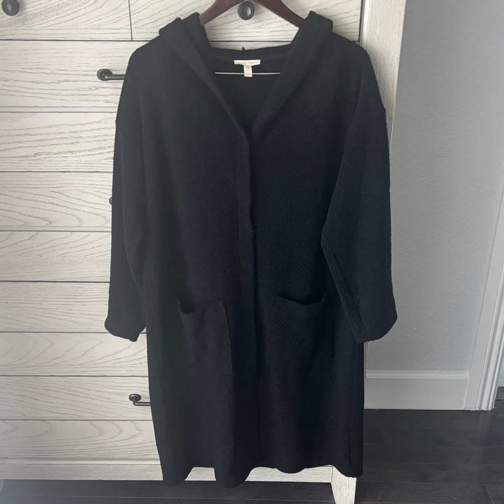 Eileen Fisher Black Hooded Sweatshirt. Comfy!